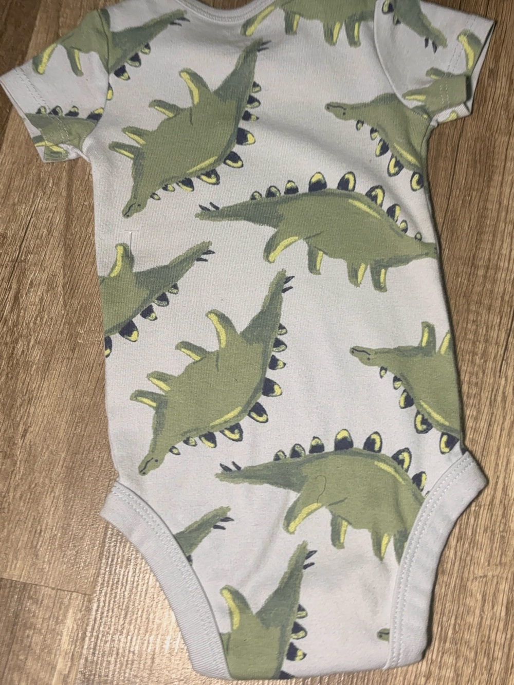 Carter's Light Gray One-Piece with Green Dinosaur Print. 210 - Picture 3 of 4